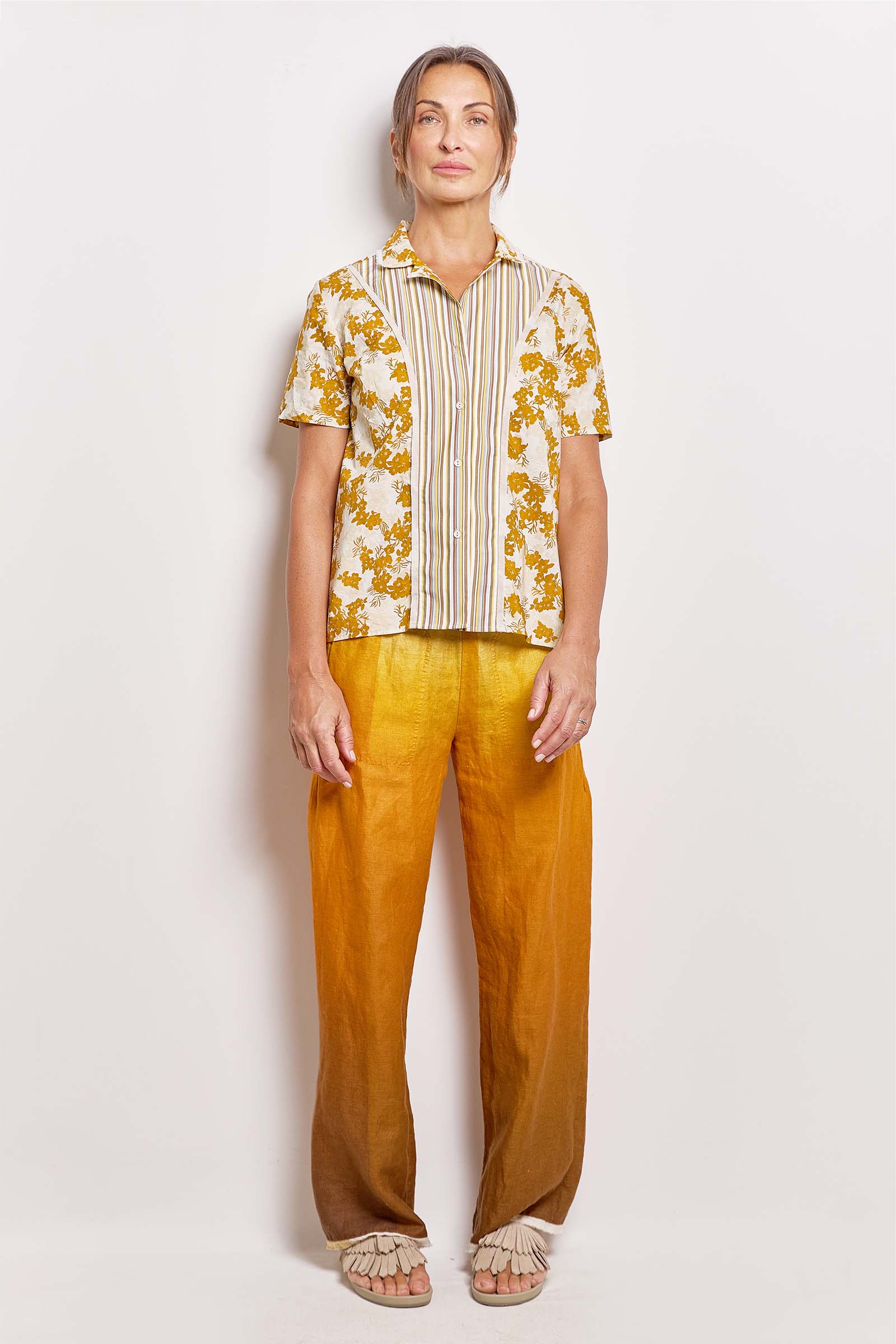 teddy ochre floral cotton shirt.