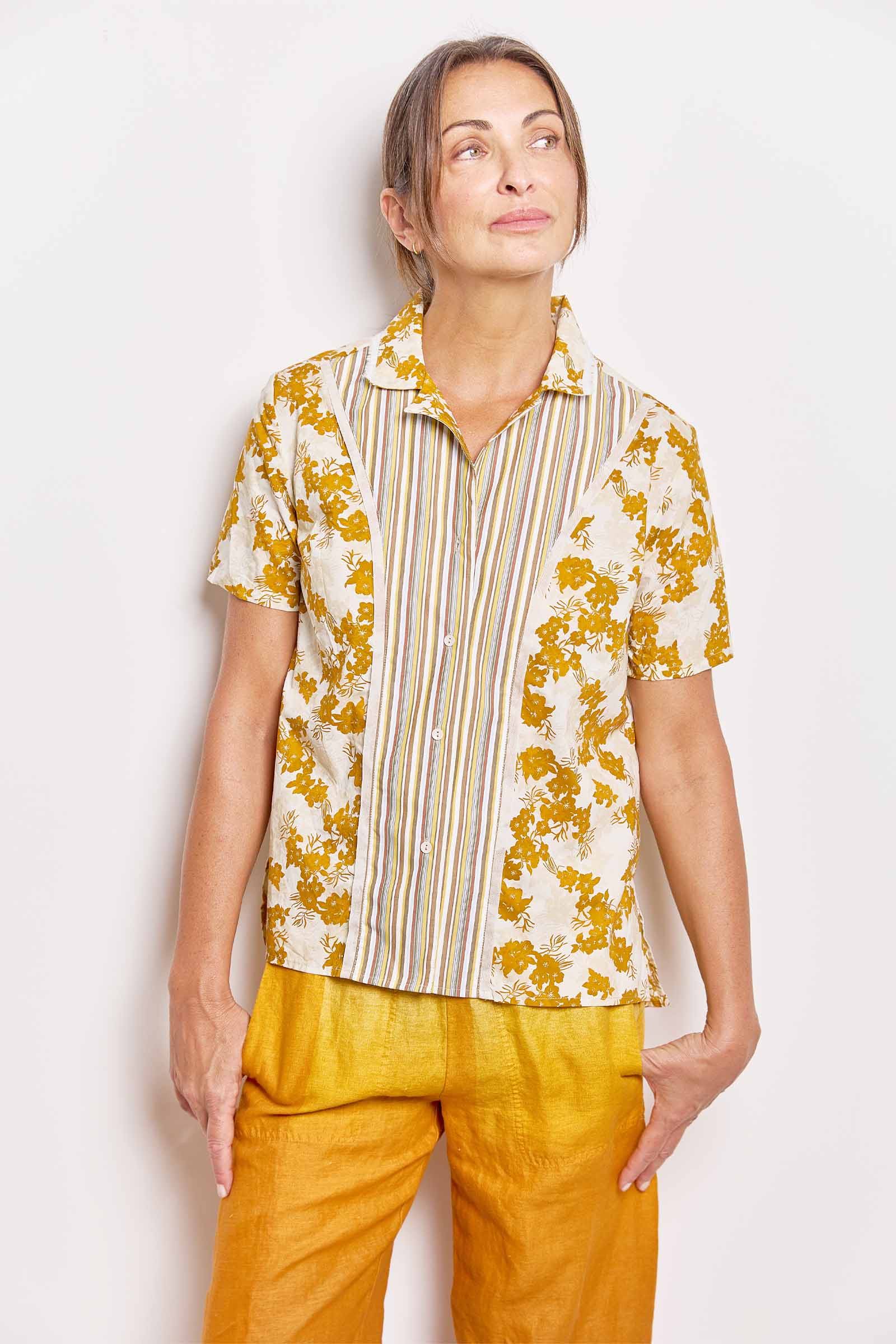 teddy ochre floral cotton shirt.