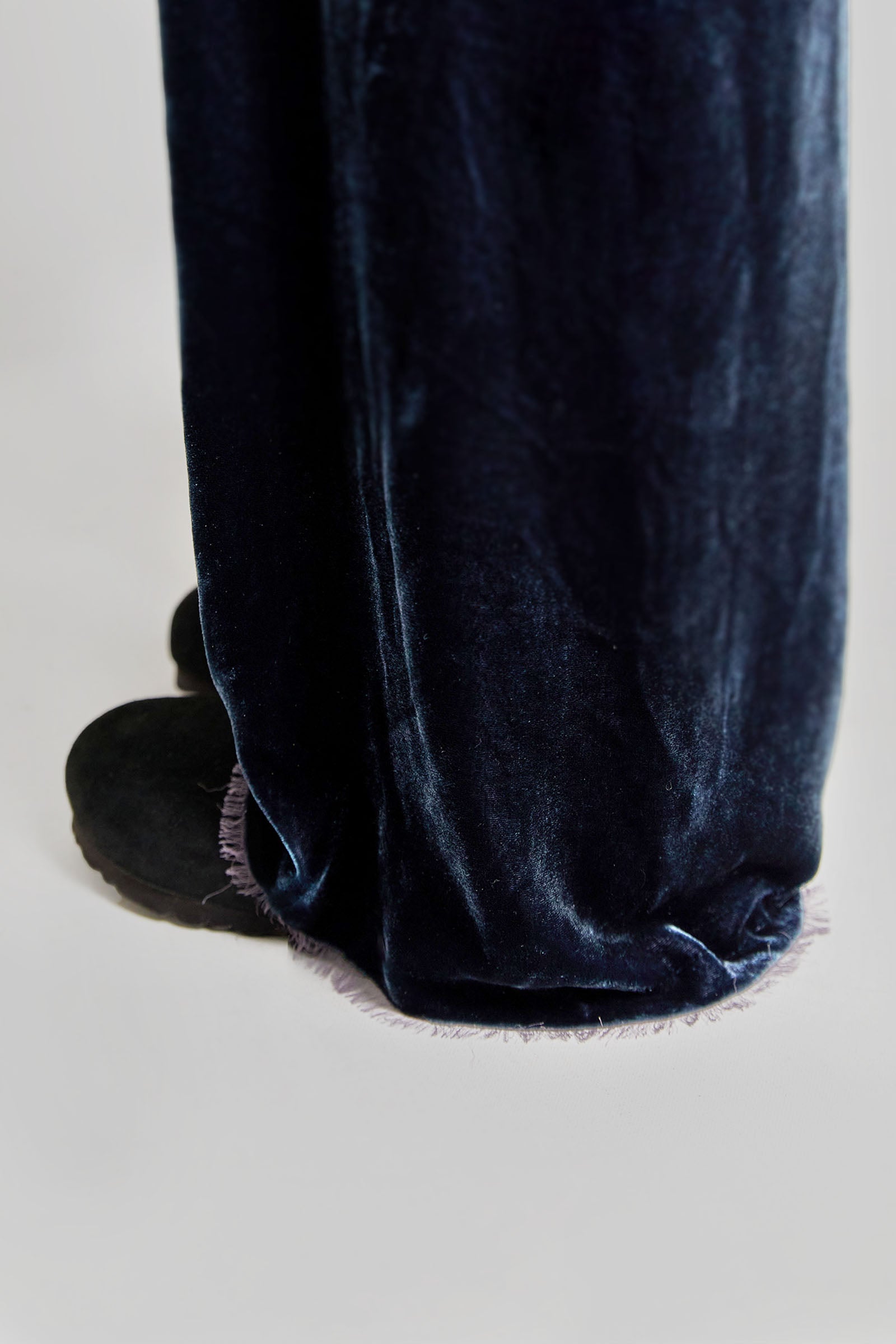 byfreer&#39;s silk velvet slouchies velvet fringing detail.