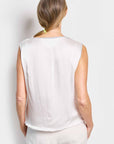 angel satin bias off white top