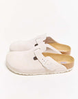 birkenstock boston antique white suede