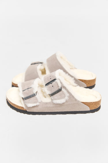 BIRKENSTOCK arizona shearling stone coin suede
