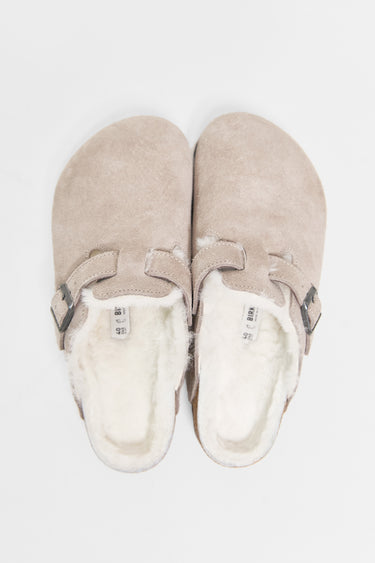 BIRKENSTOCK boston shearling stone coin suede