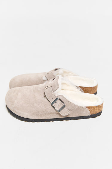 BIRKENSTOCK boston shearling stone coin suede
