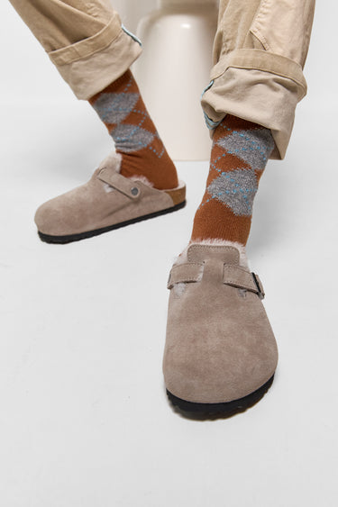 BIRKENSTOCK boston shearling stone coin suede