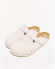 birkenstock boston antique white suede