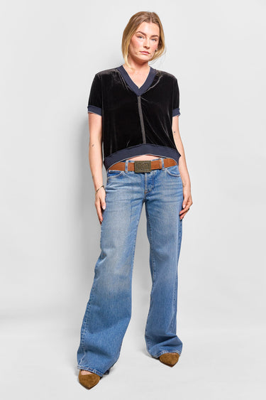 crystal velvet v-neck tee