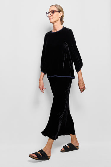drape silk velvet skirt