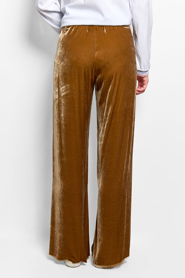 evie stretch velvet pant gold