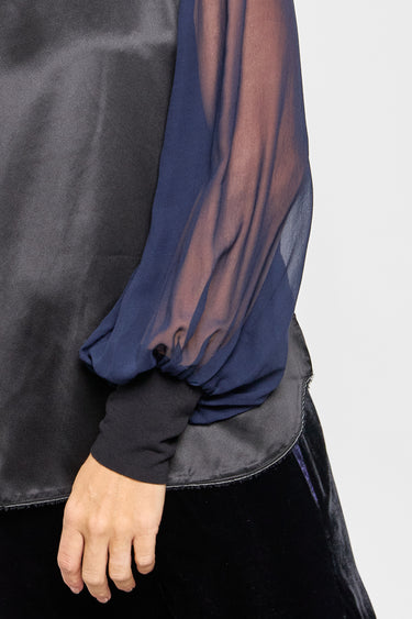 frida silk bell sleeve crew neck top