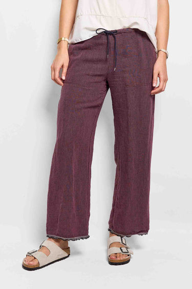 honest cropped plum stripe pant