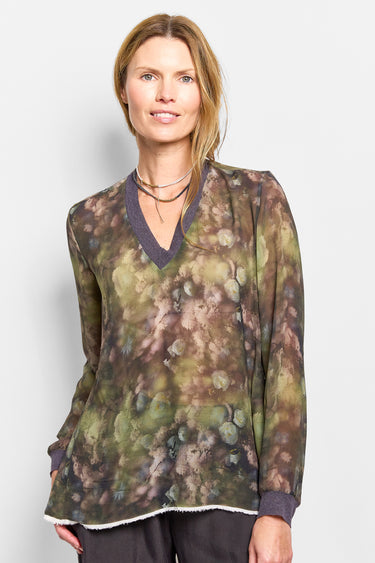 isa wild bloom v-neck silk top