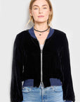 luca silk velvet bomber jacket