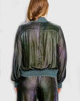 luca silk velvet mist print bomber jacket