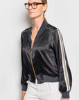 luxe luca stripe bomber jacket