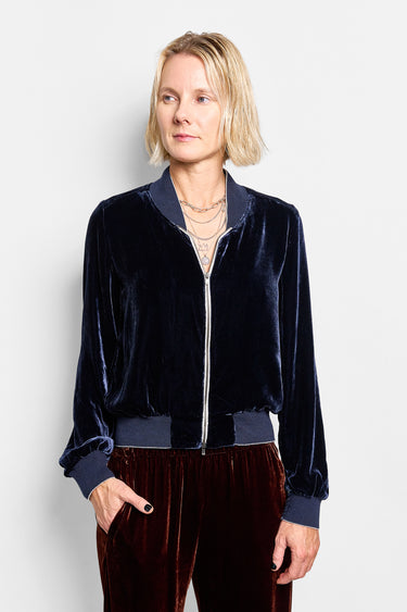 luca silk velvet bomber jacket