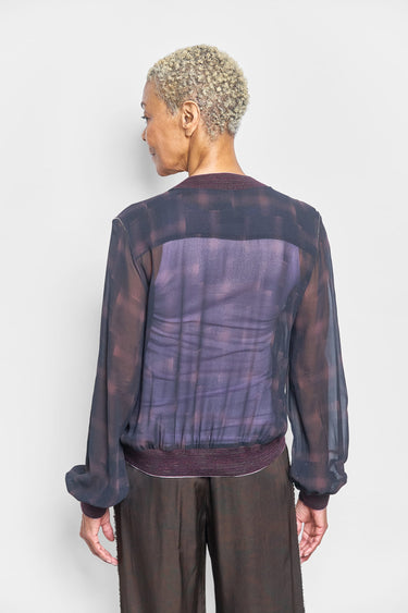 luca plaid print silk georgette jacket