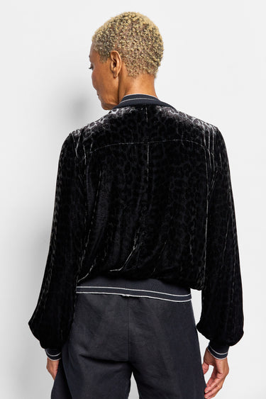 luca leopard velvet bomber jacket
