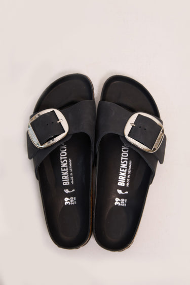 BIRKENSTOCK madrid big silver buckle black oiled leather