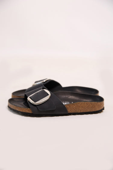 BIRKENSTOCK madrid big silver buckle black oiled leather