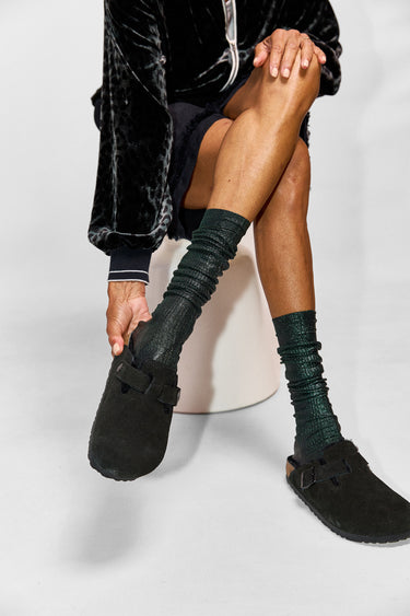 Maria La Rosa one ribbed knee high laminated socks