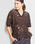 mette chocolate cotton lace top