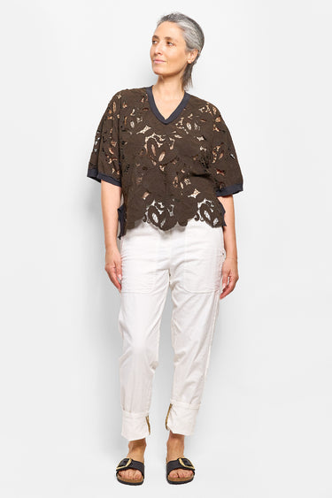 mette chocolate lace top
