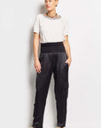 nap black silk pant with pockets