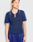 polo navy metallic silk cashmere knit