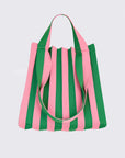 PLEATSMAMA two-way stripe shopper bag