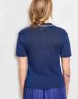 polo navy metallic silk cashmere knit