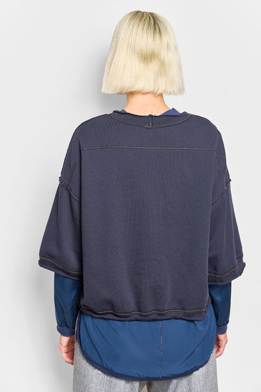 rustic navy cotton terry tee