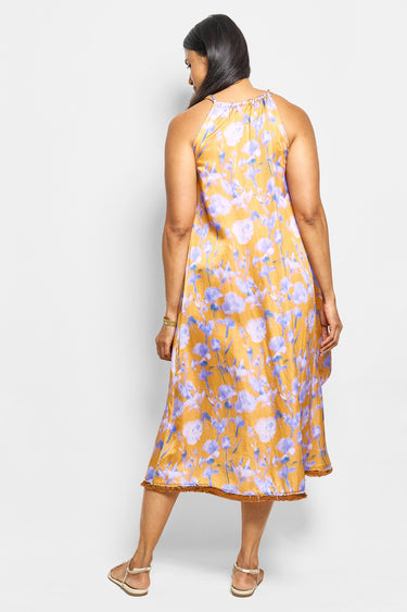 string dress sunset floral