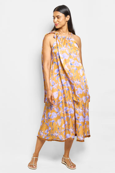 string dress sunset floral
