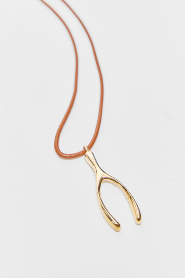 untied jewellery bronze wishbone necklace
