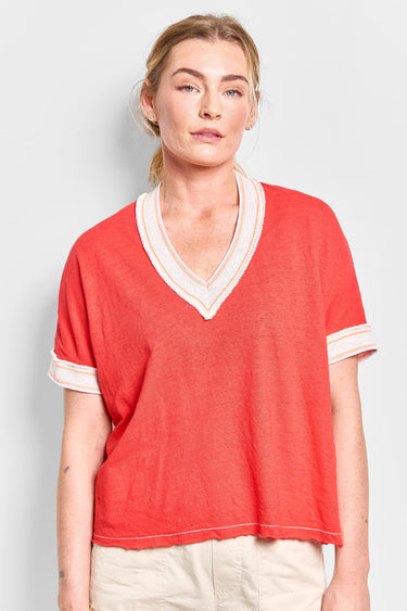 vee cotton linen tee