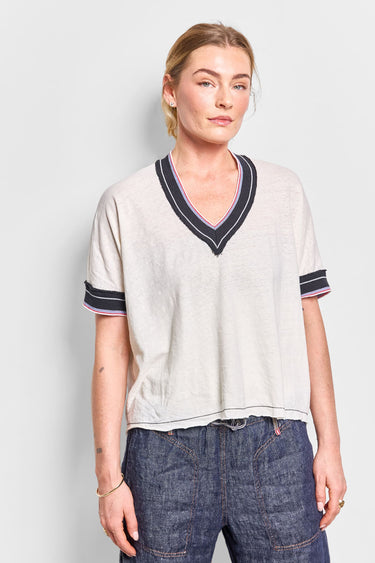vee cotton linen tee