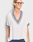 vee white viscose tee