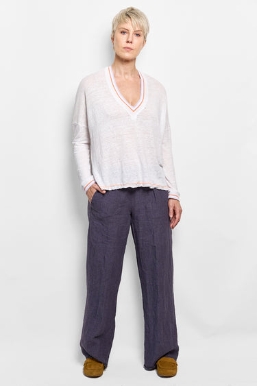 vee long sleeve linen top