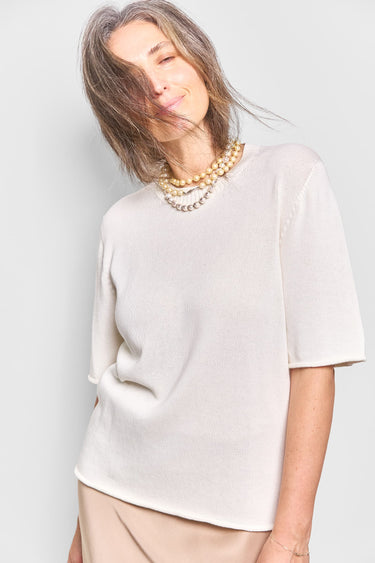 GS rasato crew neck cotton knit top