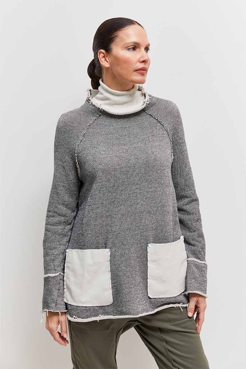 soft jersey goodie pullover with pockets.
