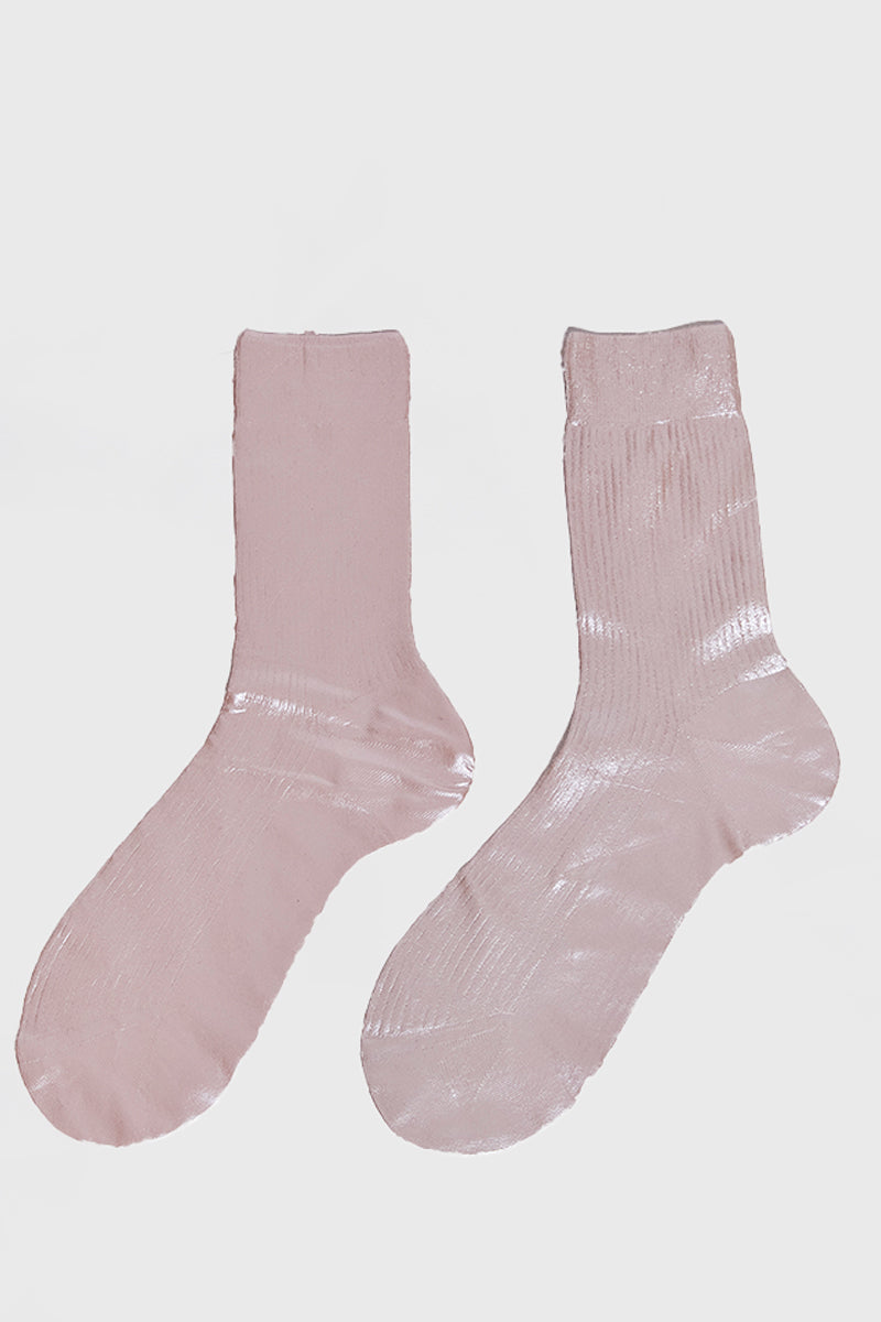 Pearlescent silk socks by Maria La Rosa.