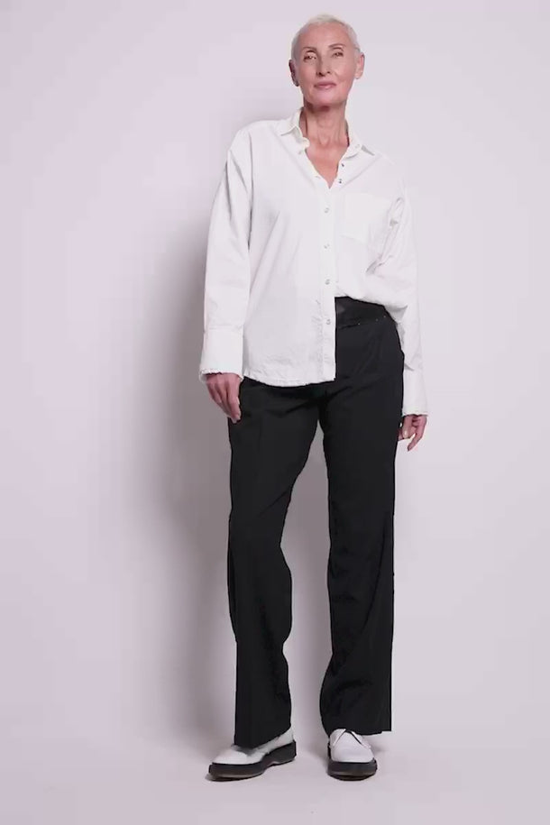 byfreer black satin contrast tux pant.