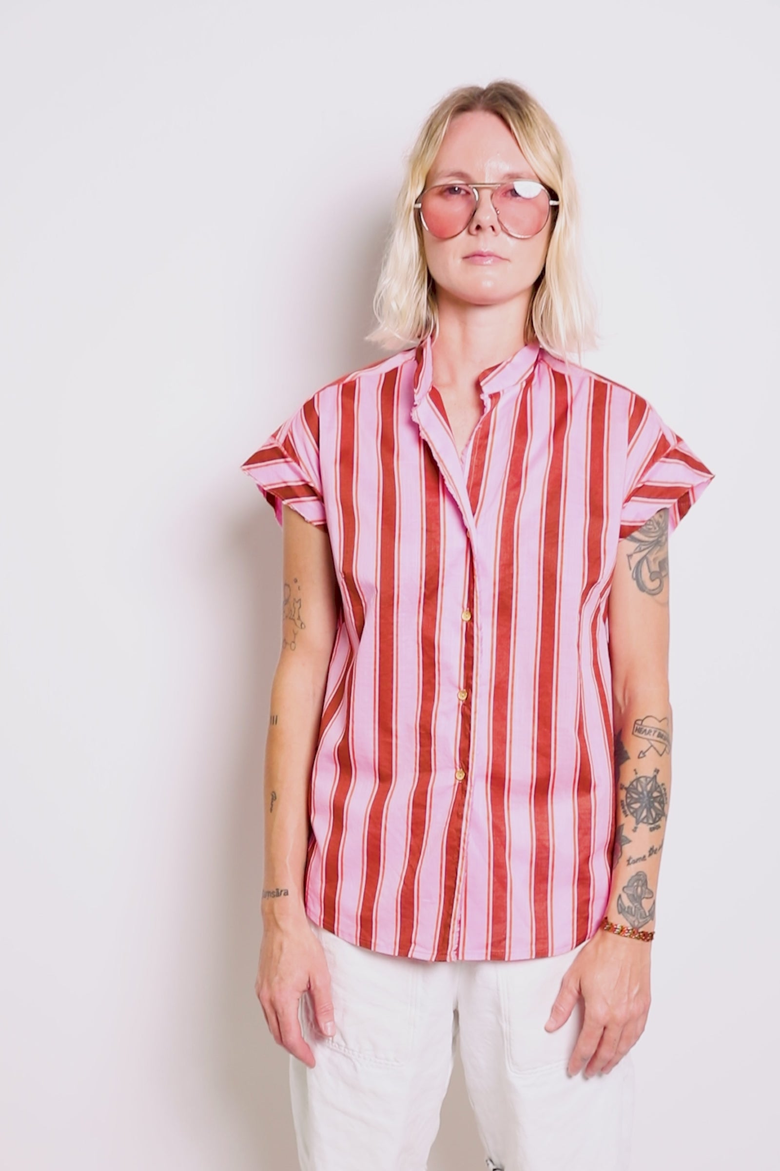 byfreer darlink pink stripe cotton shirt.