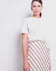 byfreer charm tan stripe linen skirt.