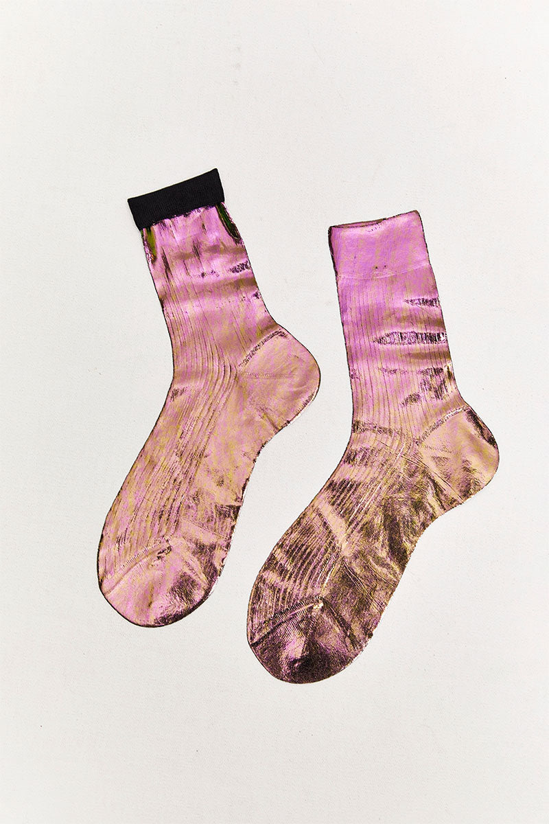 Maria La Rosa Metallic Silk Socks.